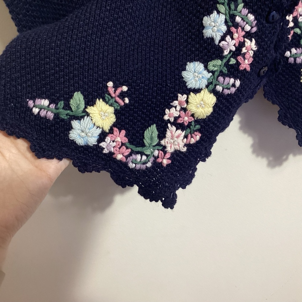 Vtg Embroidered Floral Knit Sweater Vest 18/20 Grannycore Cottagecore Coquette - Picture 11 of 14